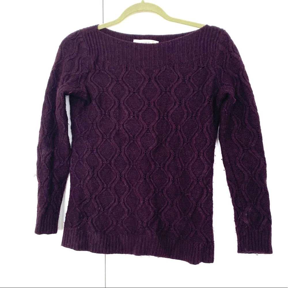 Loft Womens Maroon Purple Wool Sweater Sz S